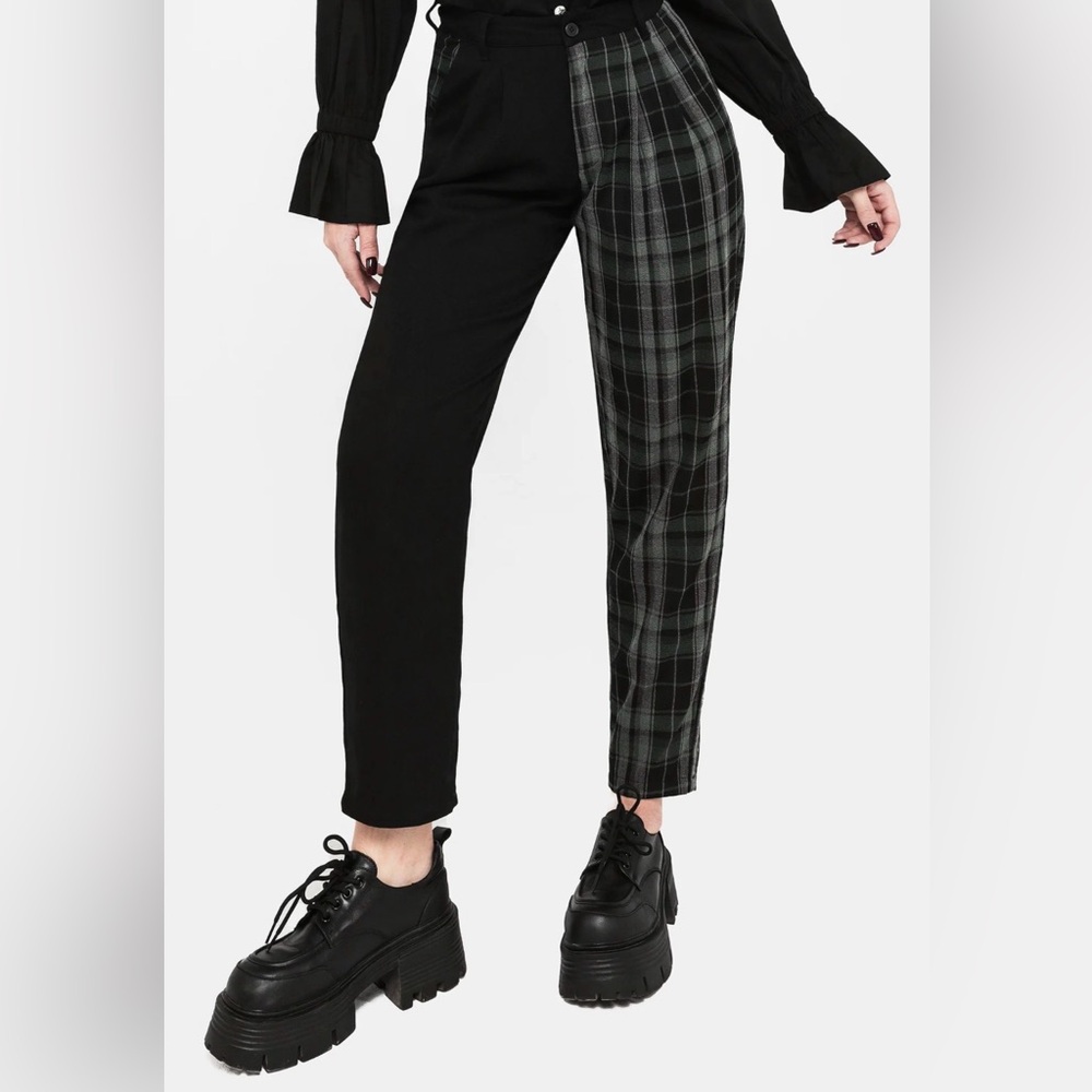 Disturbia Checkmate High Waist Tapered Trousers